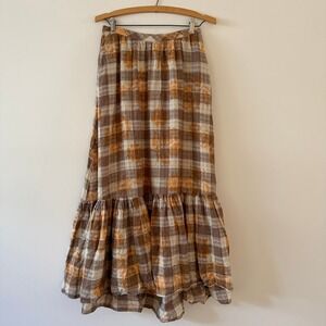 NWT Urban Outfitters Million Miles Plaid Midi Skirt Size Small
